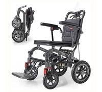 CASEGO Silla de Ruedas de Transporte Ligera con Pedal Plegable de Freno Silla de Viaje de Transporte de aleación de Aluminio portátil Amortiguador para Silla
