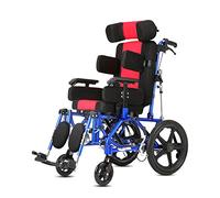 CASEGO Silla de Ruedas Plegable de aleación de Aluminio para niños/Adultos, Completamente acostado, hemiplejía, Mediana Edad y Ancianos, Respaldo Alto (Red Child 36cm)