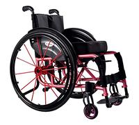 CASEGO Silla de Ruedas Plegable súper Ligera con Estructura de Aluminio y reposabrazos, reposapiernas oscilantes, Silla de Deportiva (Pink Seat Width 36cm)