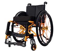 CASEGO Silla de Ruedas Plegable súper Ligera con Estructura de Aluminio y reposabrazos, reposapiernas oscilantes, Silla de Deportiva (Yellow Seat Width 38cm)