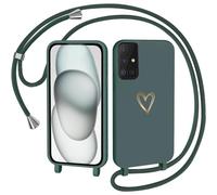 CaseLover Funda con Cuerda para Samsung Galaxy A51 4G Carcasa Suave Silicona Líquida Case con Ajustable Collar Correa de Cuello Cordón Anti-Choque Funda Colgante para Samsung Galaxy A515F, Verde