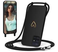 CaseLover Funda con Cuerda para Samsung Galaxy A51 4G Carcasa Suave Silicona Líquida Case con Ajustable Collar Correa de Cuello Cordón Anti-Choque Funda Colgante para Samsung Galaxy A515F, Negro