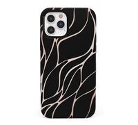 Casely iPhone 12/12 Pro Phone Case | Case de ondas metlicas negras y doradas Cobertura de 360 ??grados para su telfono | Recortes precisos de 1 mm