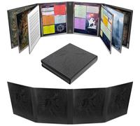 CASEMATIX DM Screen - Pantalla de Piel sintética de 12 Paneles de Lujo GM - Pantalla Plegable Dungeon Master de Doce Paneles XL con 4 Paneles oscilantes y Bolsillos de borrado en húmedo para TTRPG,
