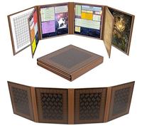 CASEMATIX DM Screen - Pantalla de piel sintética de 8 paneles de lujo GM - Pantalla plegable de ocho paneles con 2 paneles oscilantes y bolsillos de borrado en húmedo para TTRPG, insertos no incluidos