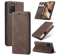 CaseMe Cuero Funda Compatible con Samsung Galaxy A41,Ranuras para Tarjetas Soporte,Vintage Cierre Magnético Capa Plegable Cartera,Tapa Carcasa para Samsung Galaxy A41, Café