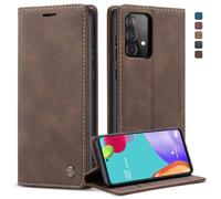 CaseMe Cuero Funda Compatible con Samsung Galaxy A52/A52S 5G,Ranuras para Tarjetas Soporte,Vintage Cierre Magnético Capa Plegable Cartera,Tapa Carcasa para Samsung Galaxy A52/A52S 5G, Café