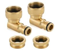 Casenly 2 Pcs Conector Acodado de Latón para Grifo, Conector Exterior para Grifo de 1/2" y 3/4", 90° Codo Hembra, Conector de Manguera Giratorio 360°, Adaptador Manguera Grifo de Jardín