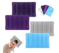 Casenly Almohadas de Camping Inflable, 4 Piezas Almohada Hinchable Playa Flocada, Almohadas Inflables de Viaje para Acampar, Cojin Playa Ultraligera Portátil para Acampar Oficina Playa Viajes Largos