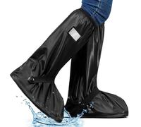 Casenly Zapatos a Prueba De Agua Cubierta, Cubre Zapatos Impermeable Lluvia con Tiras Reflectoras Reutilizables Plegables Cubrezapatos Impermeables con Suela Antideslizante para Hombres Mujeres, XL