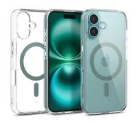 Caseology Capella mag para iPhone 16 Funda [Ultra Clear] Funda de protección de Grado Militar con Patrones de Agarre Lateral para iPhone 16 - Clear Desert Green