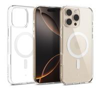 Caseology Capella mag para iPhone 16 Pro Funda [Ultra Clear] Funda de protección de Grado Militar con Patrones de Agarre Lateral para iPhone 16 Pro - Clear White