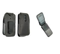 caseroxx Bolsa de Cuero con Clip para el cinturón Compatible con Alcatel 2053D / 2057 de Cuero Real, Bolsa con Clip para cinturón y Ventana en Negro