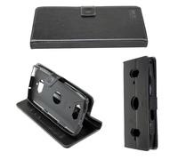 caseroxx Bookstyle-Case para Crosscall Core-X5, Negro | Funda tipo libro abatible con compartimentos interiores y protección integral para el día a día, de cuero artificial