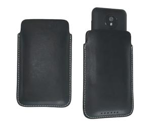 caseroxx Funda Glucómetro para Omnipod 5 de cuero artificial en negro - Funda protectora especial para glucómetros