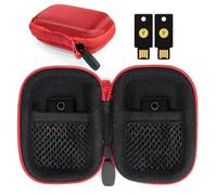CaseSack Funda de seguridad compatible con Yubico YubiKey 5Ci NFC, 5Ci, NFC, 5 Nano, OnlyKey FIDO2, FIDO, U2F, Thetis, bolsillo de malla doble para más llaves de seguridad (rojo)