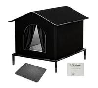 Caseta climatizada para gatos - 15,75 x 12,99 x 12,99 cm en refugio de gatos | Caseta para animales salvajes, impermeable aislada, base elevada para gatos al aire libre resistente a la intemperie
