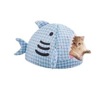 Caseta climatizada para gatos | Casa para gatos con forma de tiburón - Cama térmica para gatos | Para todos los padres de animales: para interiores de invierno salón dormitorio de noche
