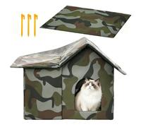 Caseta climatizada para gatos - Refugio exterior para gatos salvajes, caseta para animales aislados e impermeable con tienda térmica para animales domésticos de invierno para patio camping playa