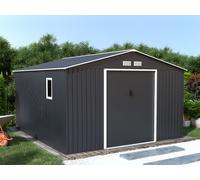 Caseta de jardín ARCHER de acero galvanizado gris - 12,99m²