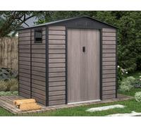 Caseta de jardín de acero galvanizado efecto madera ADELMO - gris - 4,15 m²