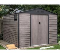 Caseta de jardín de acero galvanizado efecto madera ADELMO - gris - 8,94m²