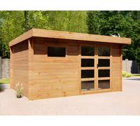 Caseta de jardín de madera tratada con autoclave y techo plano - 13 m² - espesor de 28 mm - CORALIO