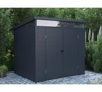 Caseta de jardín de resina gris antracita 4 m² con suelo - MINARO