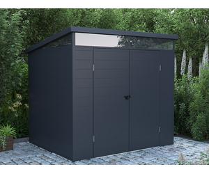 Caseta de jardín de resina gris antracita 4 m² con suelo - MINARO