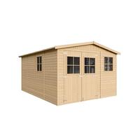 Caseta de Jardín Exterior de Madera 12 m², Cobertizo para Bicicletas, Caseta de Almacenamiento, Pared de 17 mm, Ventana, TIMBELA M336