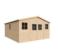 Caseta de Jardín Exterior de Madera 20 m², Cobertizo para Bicicletas, Caseta de Almacenamiento, Pared de 17 mm, Ventana, TIMBELA M333