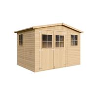 Caseta de Jardín Exterior de Madera 6,03 m², Cobertizo para Bicicletas, Caseta de Almacenamiento, Pared de 17 mm, Ventana, TIMBELA M334