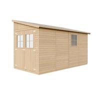 Caseta de Jardín Exterior de Madera 8 m², Cobertizo para Bicicletas, Caseta de Almacenamiento, Pared de 17 mm, Ventana, TIMBELA M340+M340G