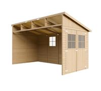 Caseta de Jardín Exterior de Madera 8 m², Cobertizo para Bicicletas, Caseta de Almacenamiento, Pared de 17 mm, Ventana, TIMBELA M340