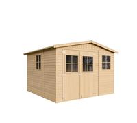 Caseta de Jardín Exterior de Madera 9 m², Cobertizo para Bicicletas, Caseta de Almacenamiento, Pared de 17 mm, Ventana, TIMBELA M335
