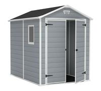 Caseta de jardín Manor 6x8 (Medidas ext. (An x Pr): 185,8 x 236,8 cm, Gris Claro/Blanco, Plástico, Área: 3,9 m²)