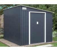 Caseta de jardín metal adosada de acero galvanizado antracita 4,97 m² - DAUSTIN