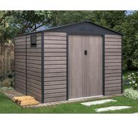 Caseta de jardín metal de acero galvanizado efecto madera gris 7,17 m² - ADELMO
