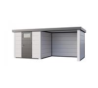 Caseta de Jardin metálica NH4 con Apoyo a la derecha | Blanco / Blanco | (238 x 238) + (284 x 238) - NOVO HABITAT