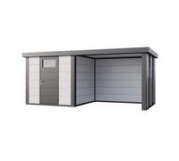 Caseta de Jardin metálica NH4 con Apoyo e Ventanas a la derecha | Blanco | (238 x 238) + (284 x 238) - NOVO HABITAT