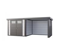Caseta de Jardin metálica NH6 con Apoyo e Ventanas a la derecha | Blanco | (268 x 238) + (284 x 238) - NOVO HABITAT