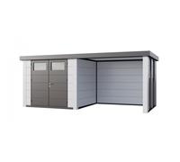 Caseta de Jardin metálica NH6 con Apoyo e Ventanas a la derecha | Blanco / Blanco | (268 x 238) + (284 x 238) - NOVO HABITAT