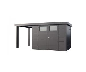 Caseta de Jardin metálica NH7 con Apoyo abierto pequeño a la izquierda | Antracita | (298 x 238) + (168 x 238) - NOVO HABITAT