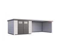 Caseta de Jardin metálica NH8 con Apoyo XL a la derecha | Blanco / Blanco | (298 x 298) + (464 x 298) - NOVO HABITAT