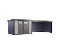 Caseta de Jardin metálica NH8 con Apoyo XL a la derecha | Gris Claro | (298 x 298) + (464 x 298) - NOVO HABITAT