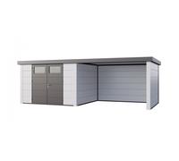 Caseta de Jardin metálica NH9 con Apoyo grande a la derecha | Blanco / Blanco | (328 x 298) + (344 x 298) - NOVO HABITAT