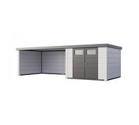 Caseta de Jardin metálica NH9 con Apoyo XL a la izquierda | Blanco / Blanco | (328 x 298) + (464 x 298) - NOVO HABITAT