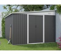 Caseta de jardín metálico adosado de acero galvanizado antracita 9,76 m² - DAXTON