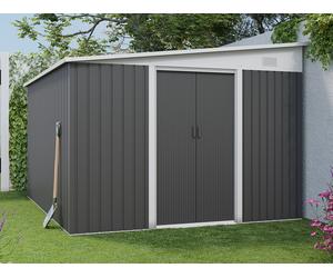 Caseta de jardín metálico adosado de acero galvanizado antracita 9,76 m² - DAXTON