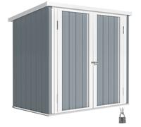 Caseta de jardín Outsunny - Caseta para jardín de 1,09 m² - Cabana para almacenamiento de herramientas con 2 puertas con cerradura - Dim. 147L x 86l x 134H c Negro